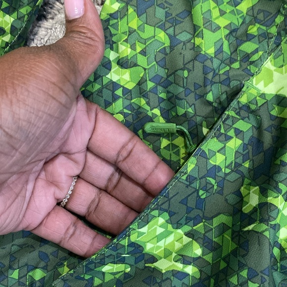 L.L. Bean Green gray printed kids zip Jacket w/ detachable hood sz large 6X/7 - Picture 10 of 12